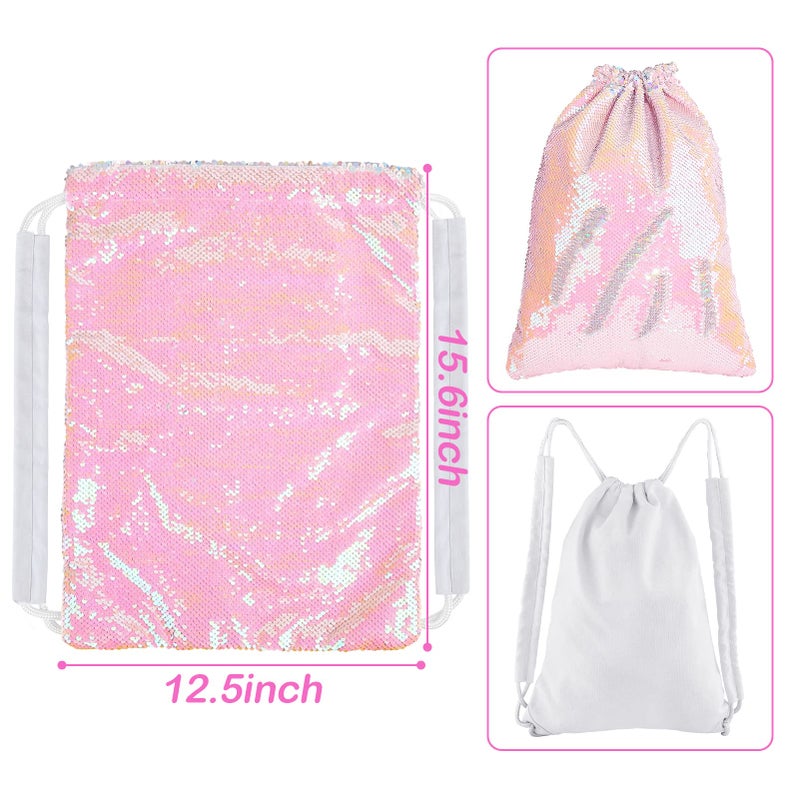 MHJY Sparkly Drawstring Backpack Mermaid Sequin Dance Bag Sports Gym Beach Swim Backpack Birthday Easter Gift Bag - Image 3